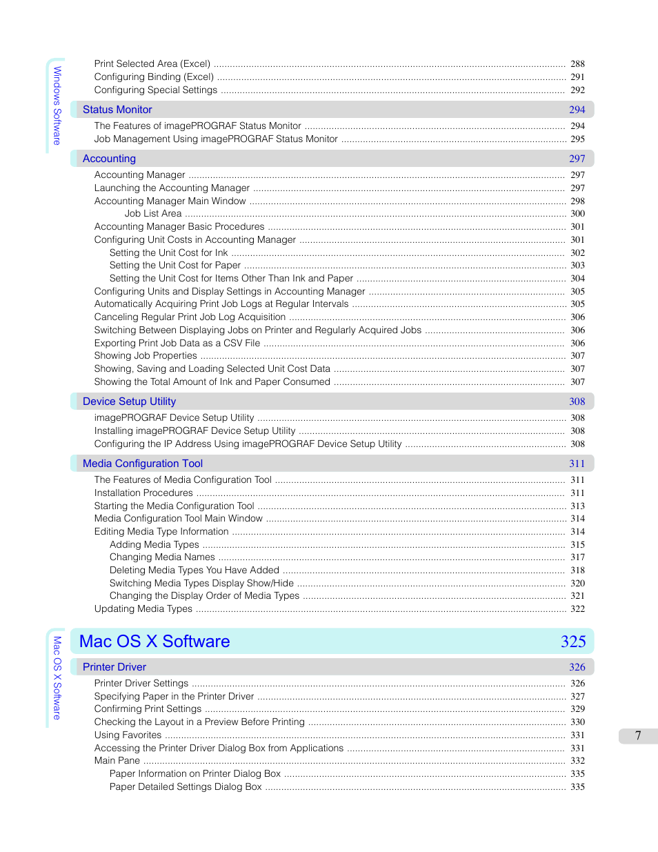 Mac os x software 325 | Canon imagePROGRAF iPF765 MFP M40 User Manual | Page 7 / 740