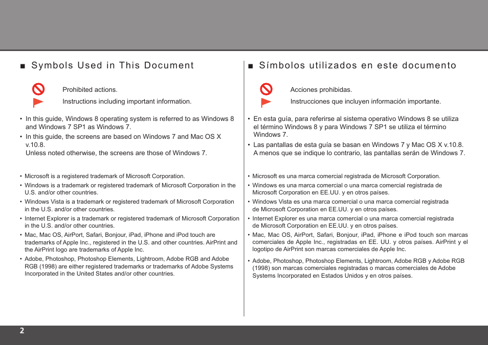 Símbolos utilizados en este documento, Symbols used in this document | Canon PIXMA PRO-1 User Manual | Page 4 / 34