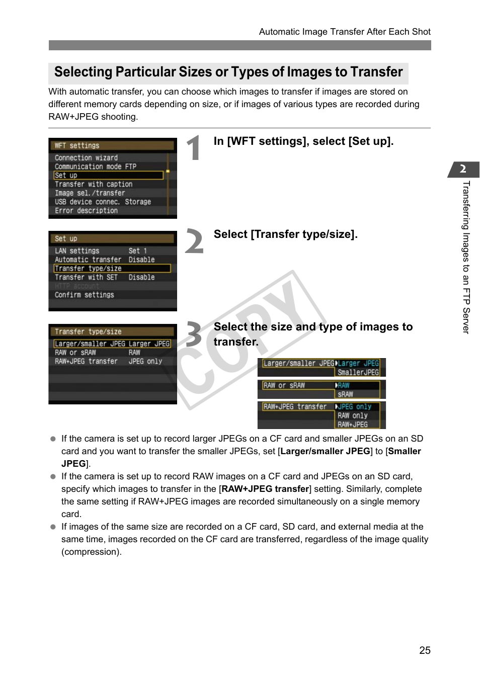 Cop y | Canon Wireless File Transmitter WFT-E2 II A User Manual | Page 25 / 100