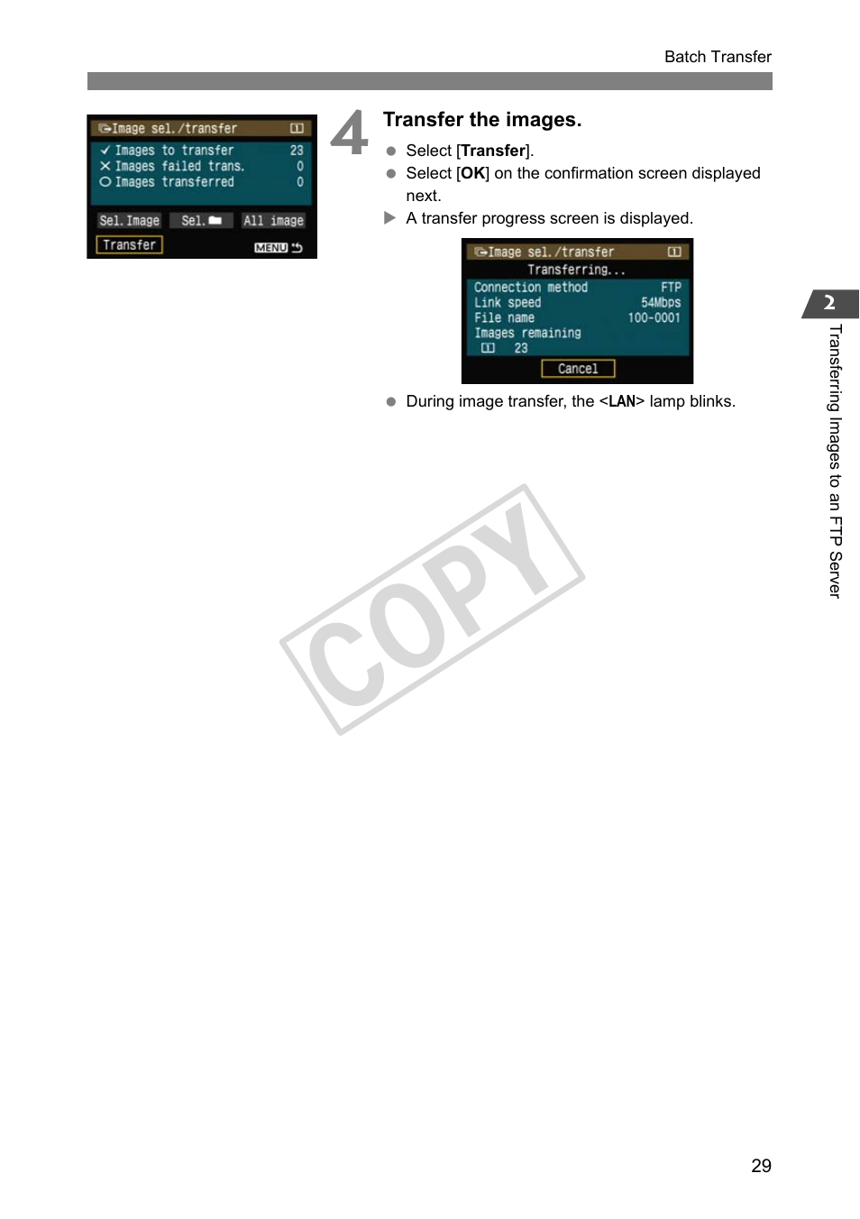 Cop y | Canon Wireless File Transmitter WFT-E2 II A User Manual | Page 29 / 100