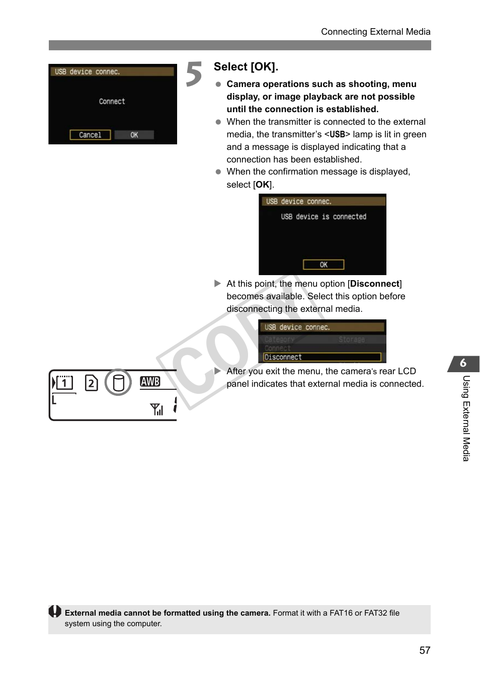 Cop y | Canon Wireless File Transmitter WFT-E2 II A User Manual | Page 57 / 100