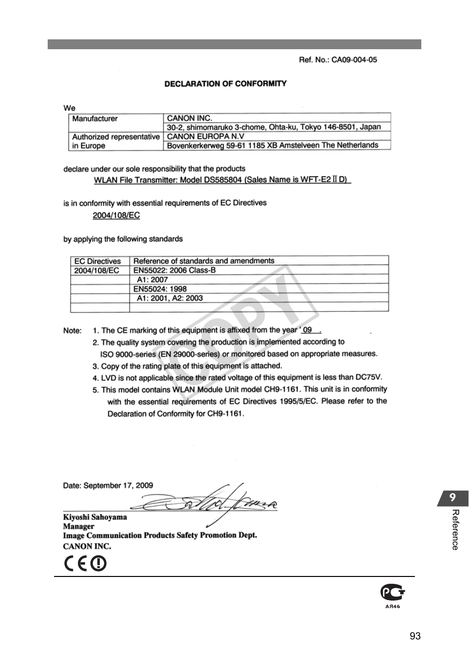 Cop y | Canon Wireless File Transmitter WFT-E2 II A User Manual | Page 93 / 100