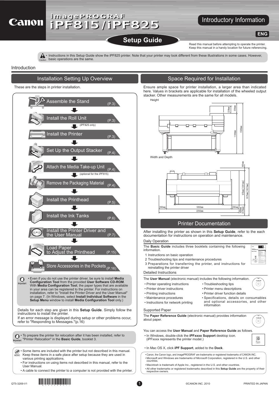 Canon imagePROGRAF iPF815 User Manual | 16 pages