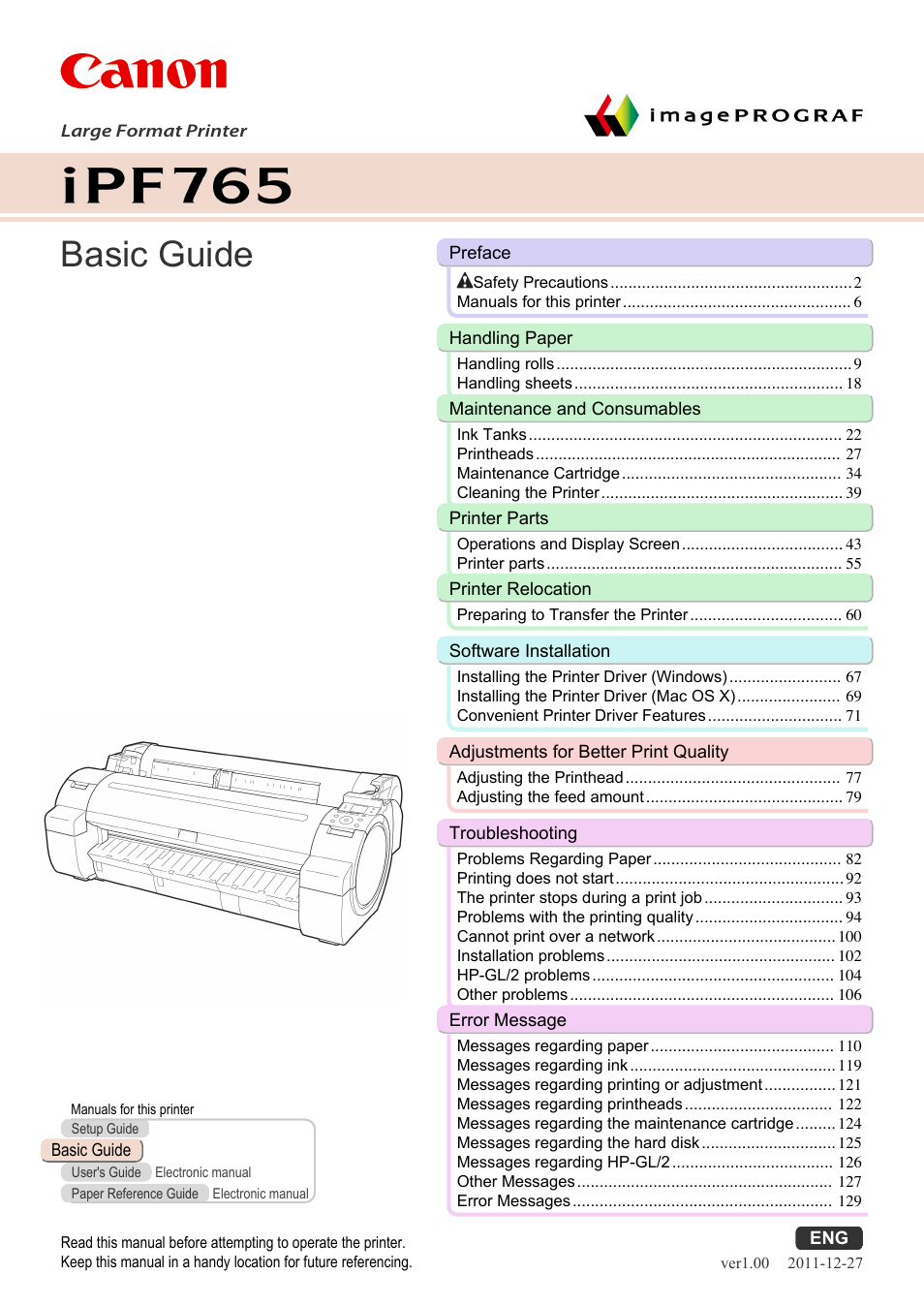Canon imagePROGRAF iPF765 User Manual | 132 pages