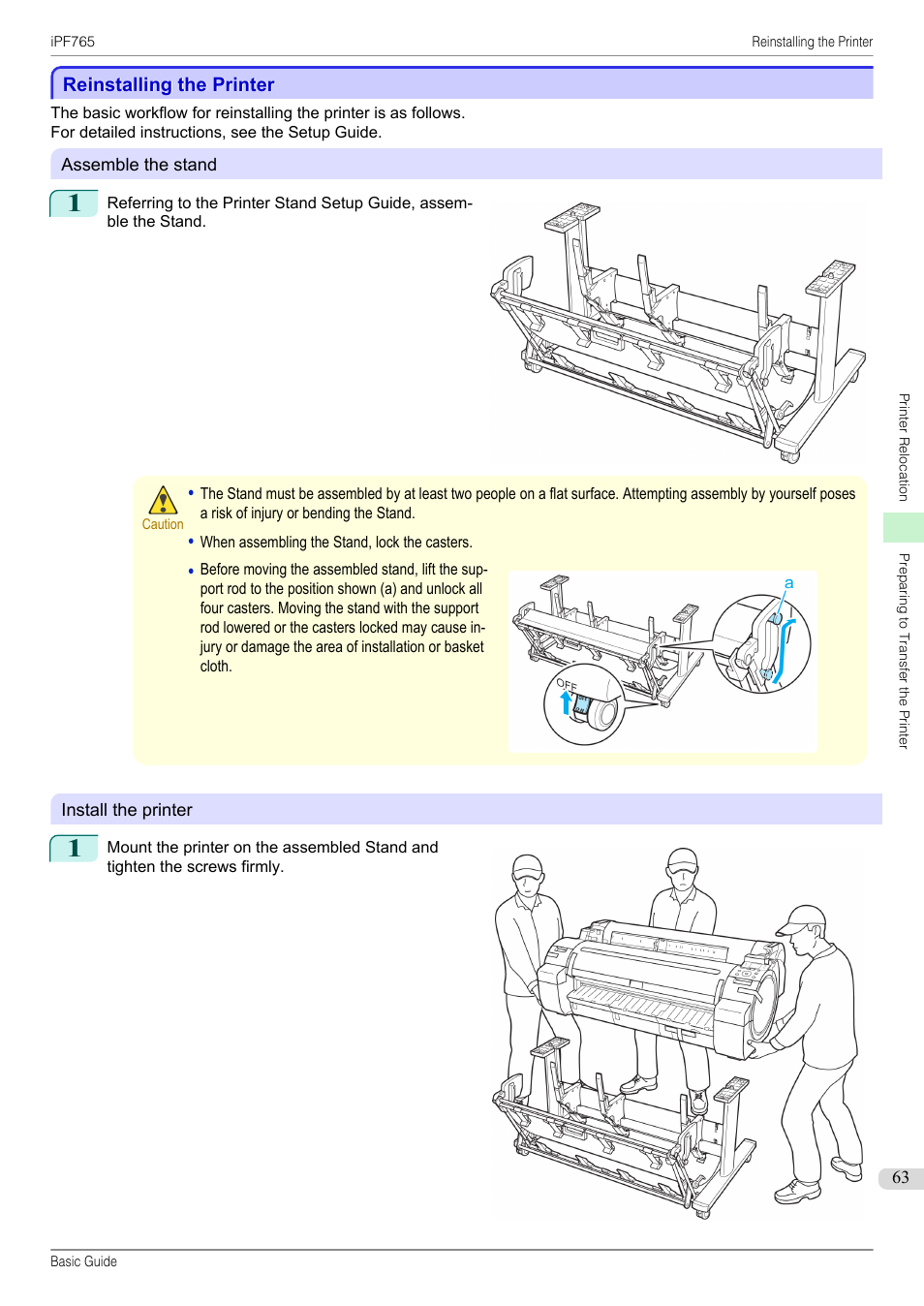 Reinstalling the printer | Canon imagePROGRAF iPF765 User Manual | Page 63 / 132