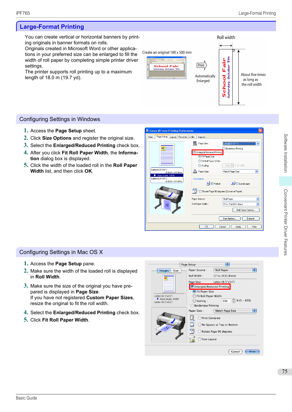 Large-format printing | Canon imagePROGRAF iPF765 User Manual | Page 75 / 132