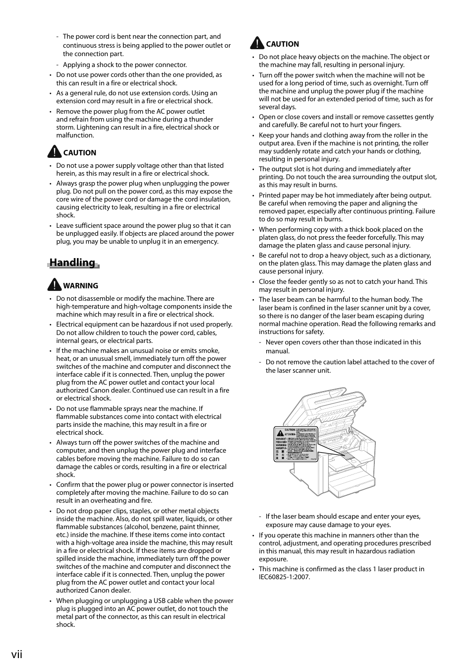 Handling | Canon imageCLASS D550 User Manual | Page 10 / 116