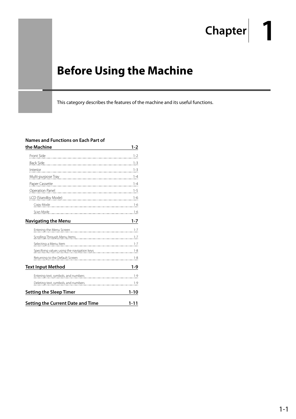 Before using the machine, Chapter | Canon imageCLASS D550 User Manual | Page 19 / 116