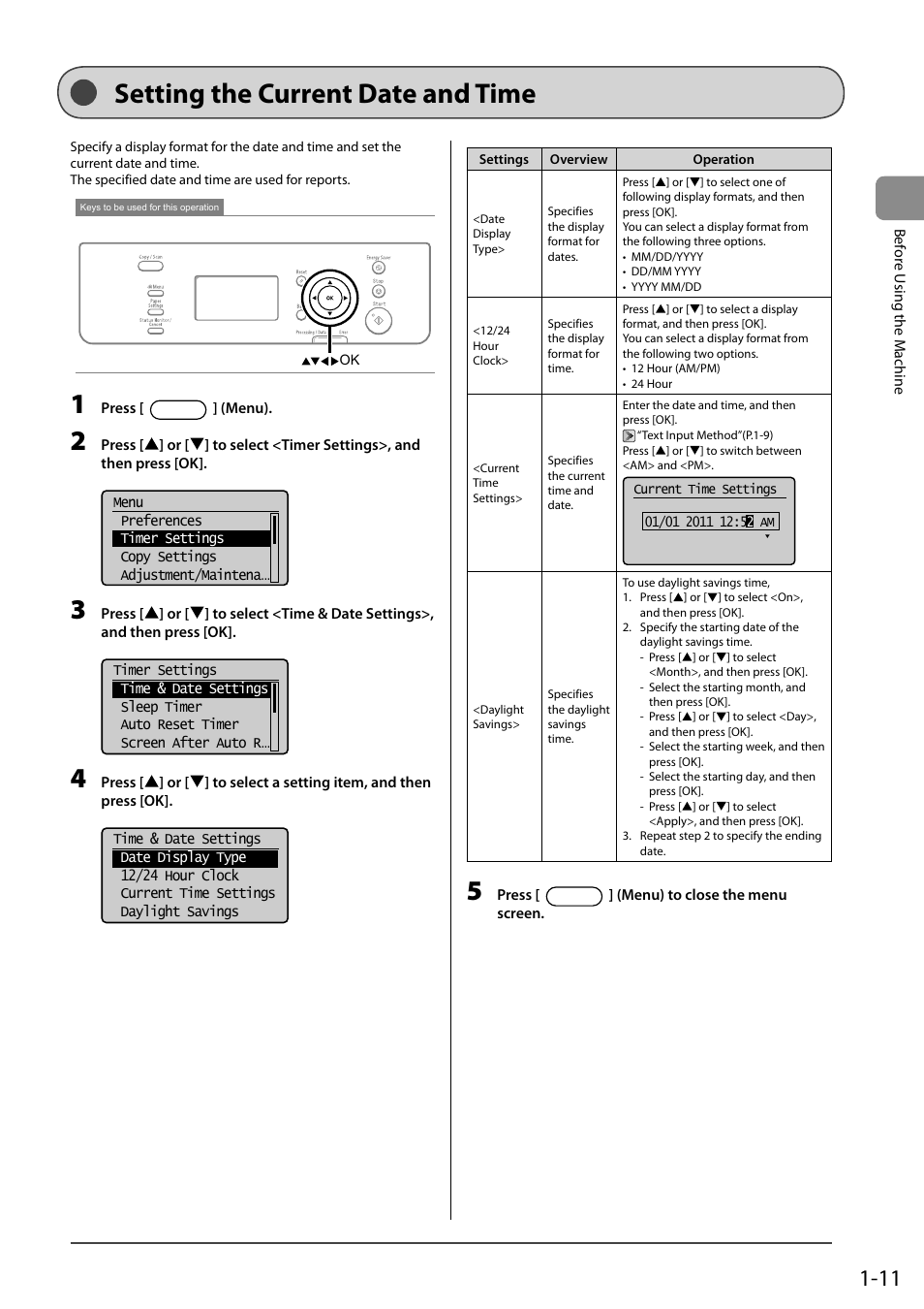 Setting the current date and time | Canon imageCLASS D550 User Manual | Page 29 / 116