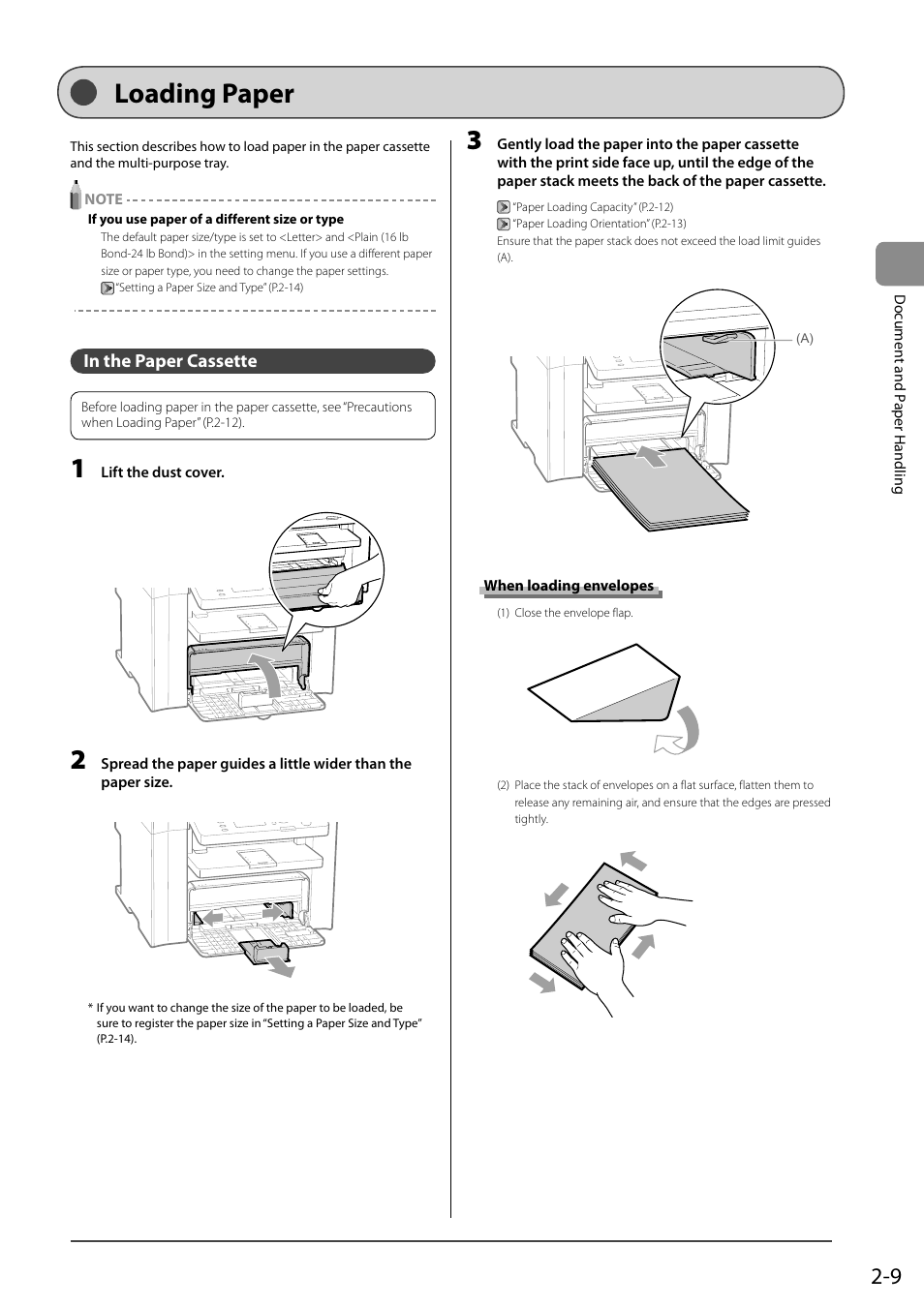 Loading paper, In the paper cassette | Canon imageCLASS D550 User Manual | Page 39 / 116