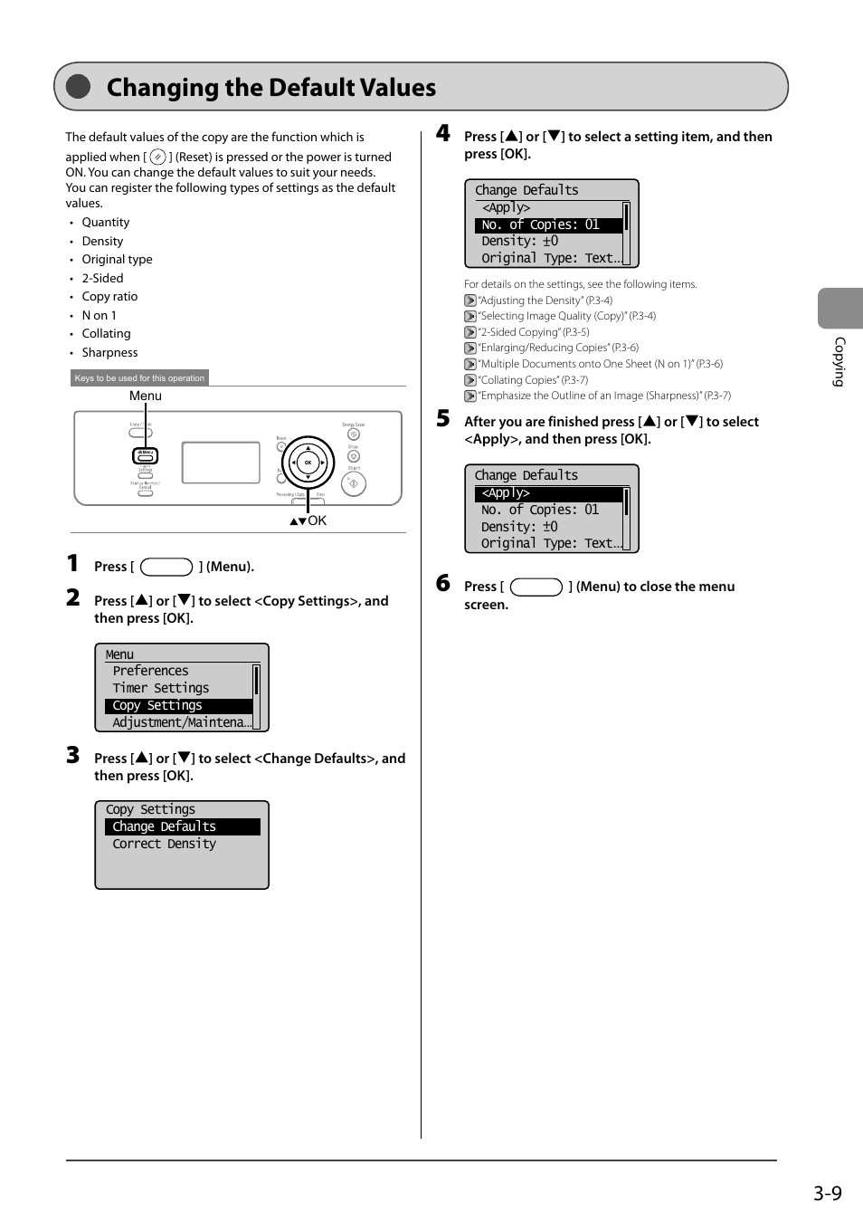 Changing the default values | Canon imageCLASS D550 User Manual | Page 57 / 116