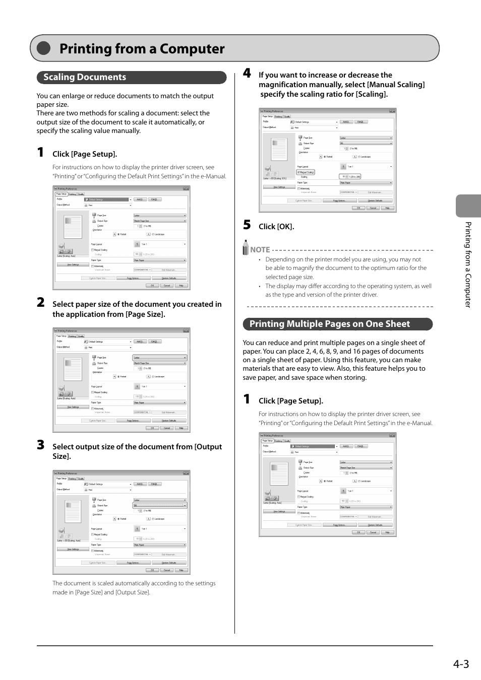 Printing from a computer, Scaling documents | Canon imageCLASS D550 User Manual | Page 61 / 116