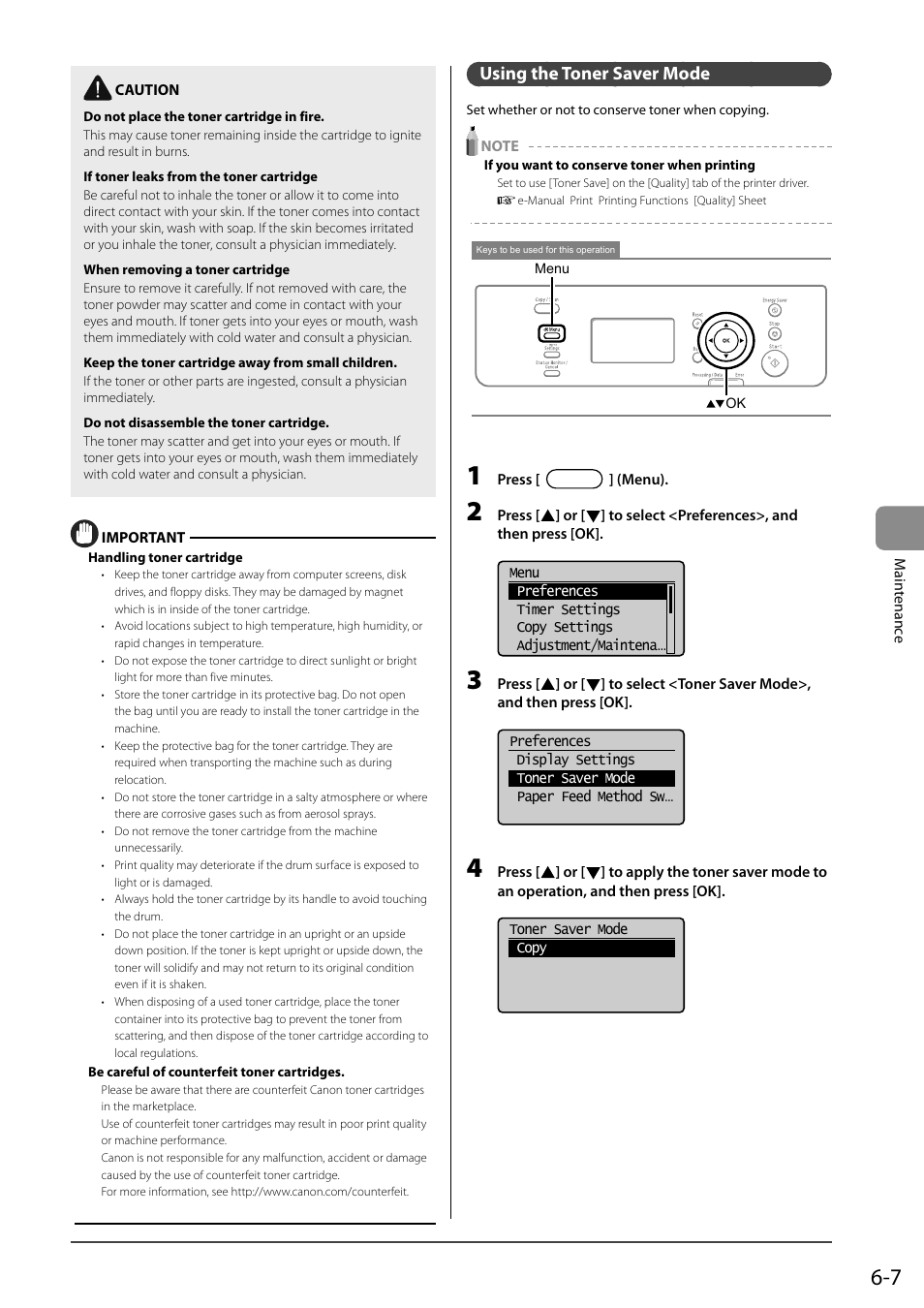 Using the toner saver mode | Canon imageCLASS D550 User Manual | Page 75 / 116