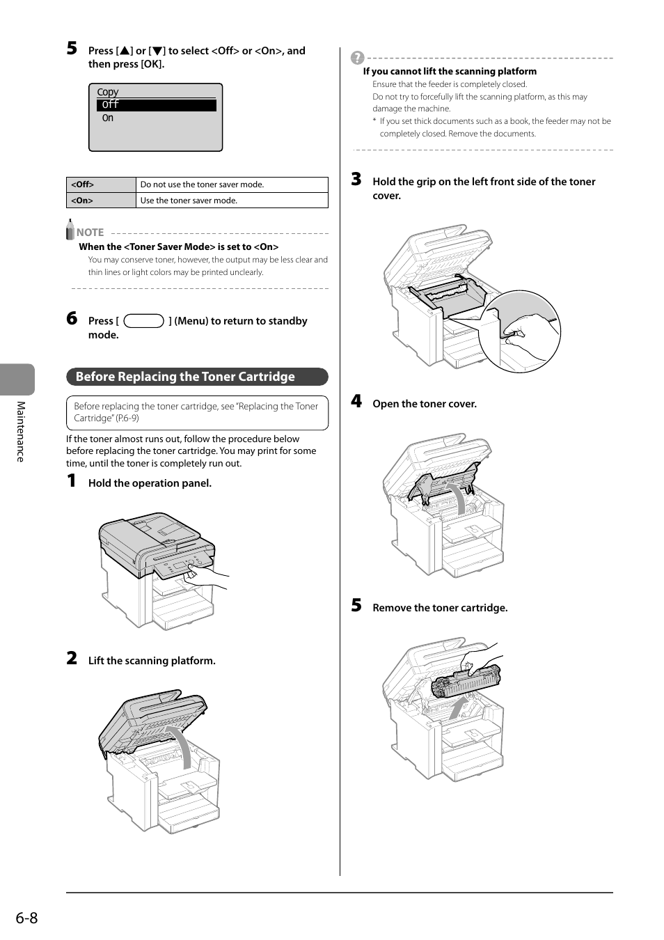 Before replacing the toner cartridge | Canon imageCLASS D550 User Manual | Page 76 / 116
