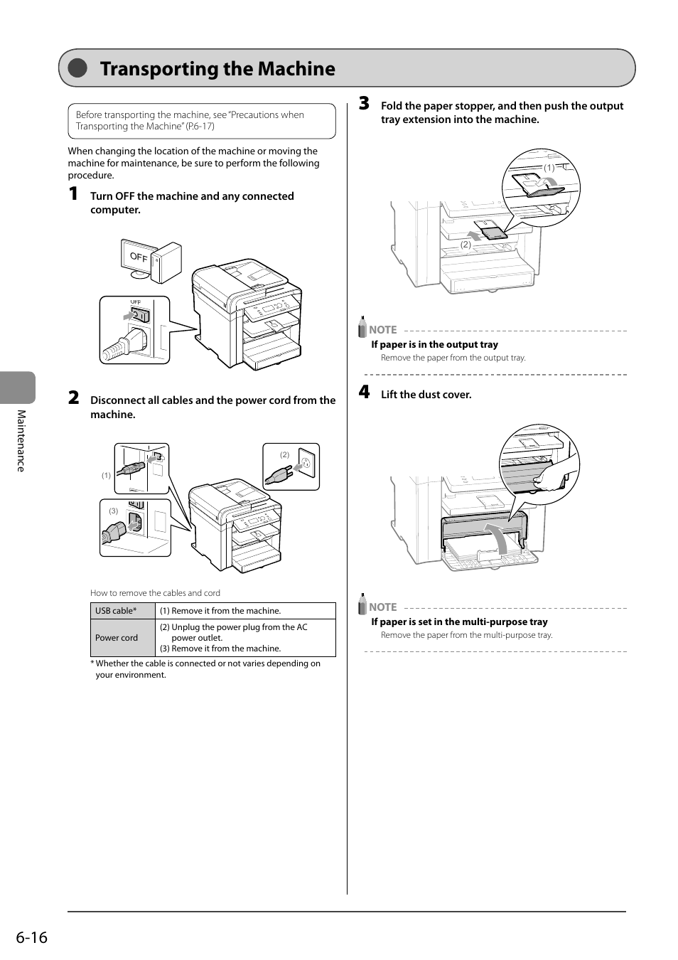 Transporting the machine | Canon imageCLASS D550 User Manual | Page 84 / 116