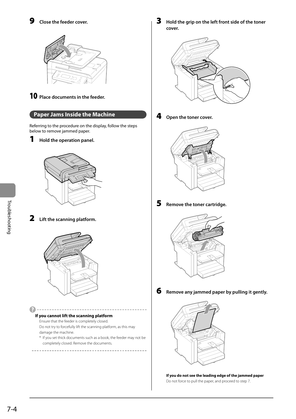 Paper jams inside the machine | Canon imageCLASS D550 User Manual | Page 90 / 116