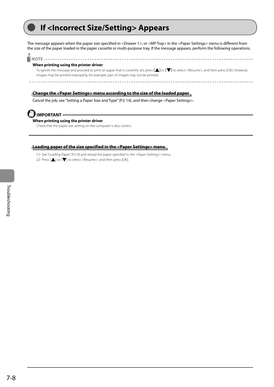 If <incorrect size/setting> appears | Canon imageCLASS D550 User Manual | Page 94 / 116