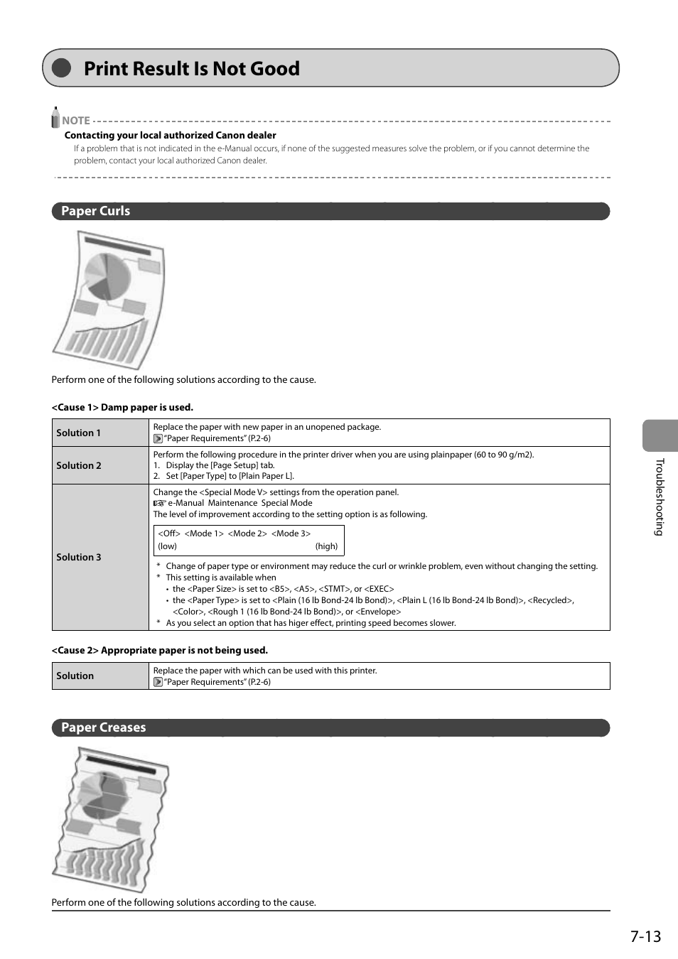 Print result is not good, Paper curls, Paper creases | Canon imageCLASS D550 User Manual | Page 99 / 116