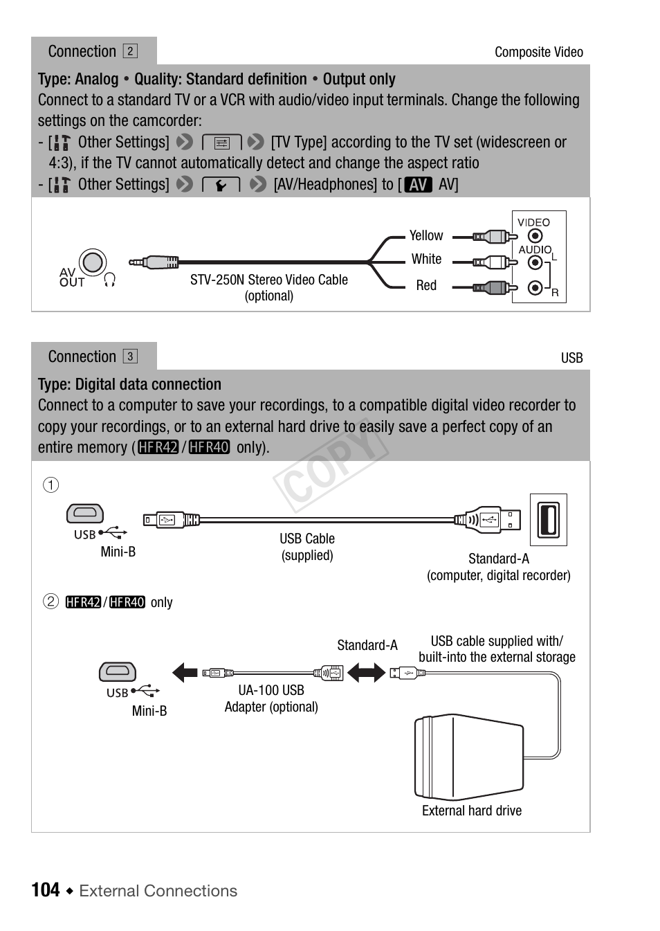 Cop y | Canon VIXIA HF R42 User Manual | Page 104 / 196