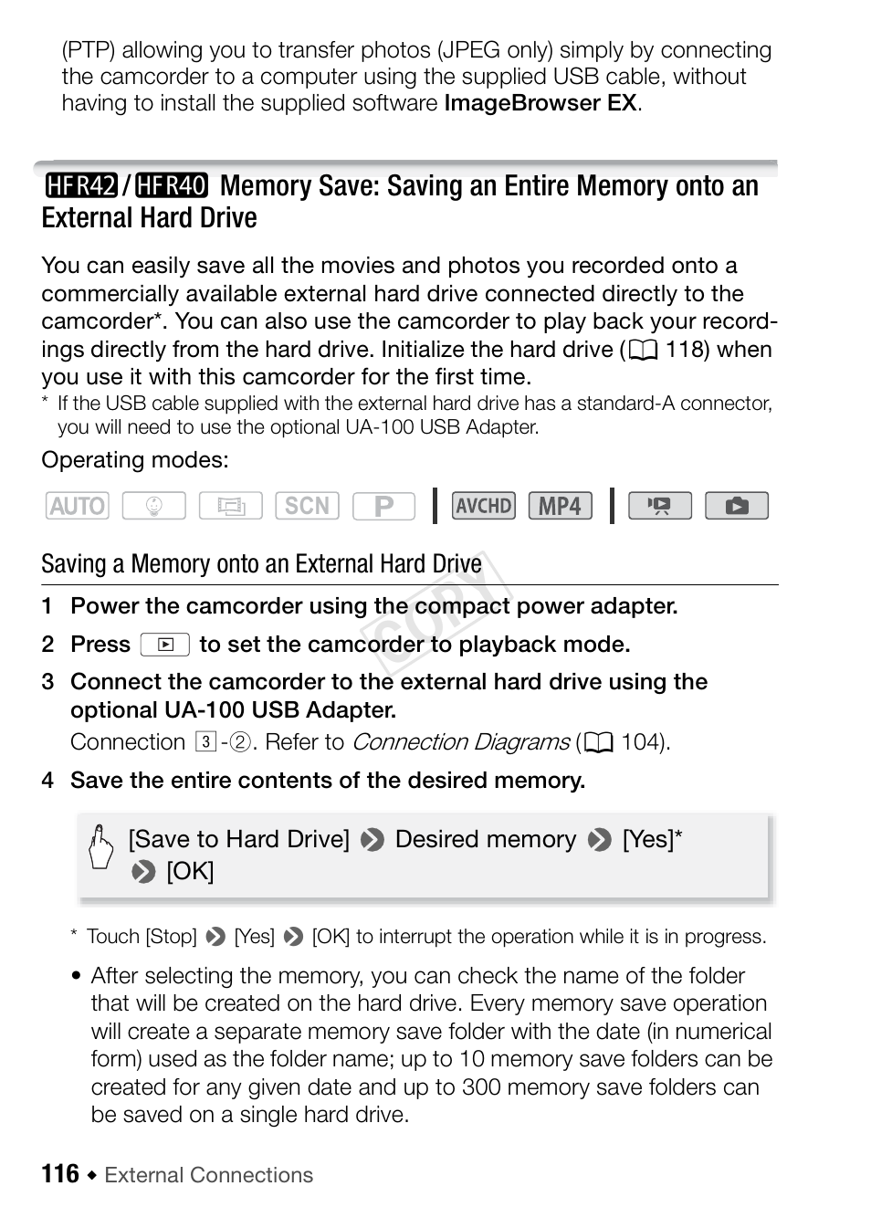 Cop y | Canon VIXIA HF R42 User Manual | Page 116 / 196