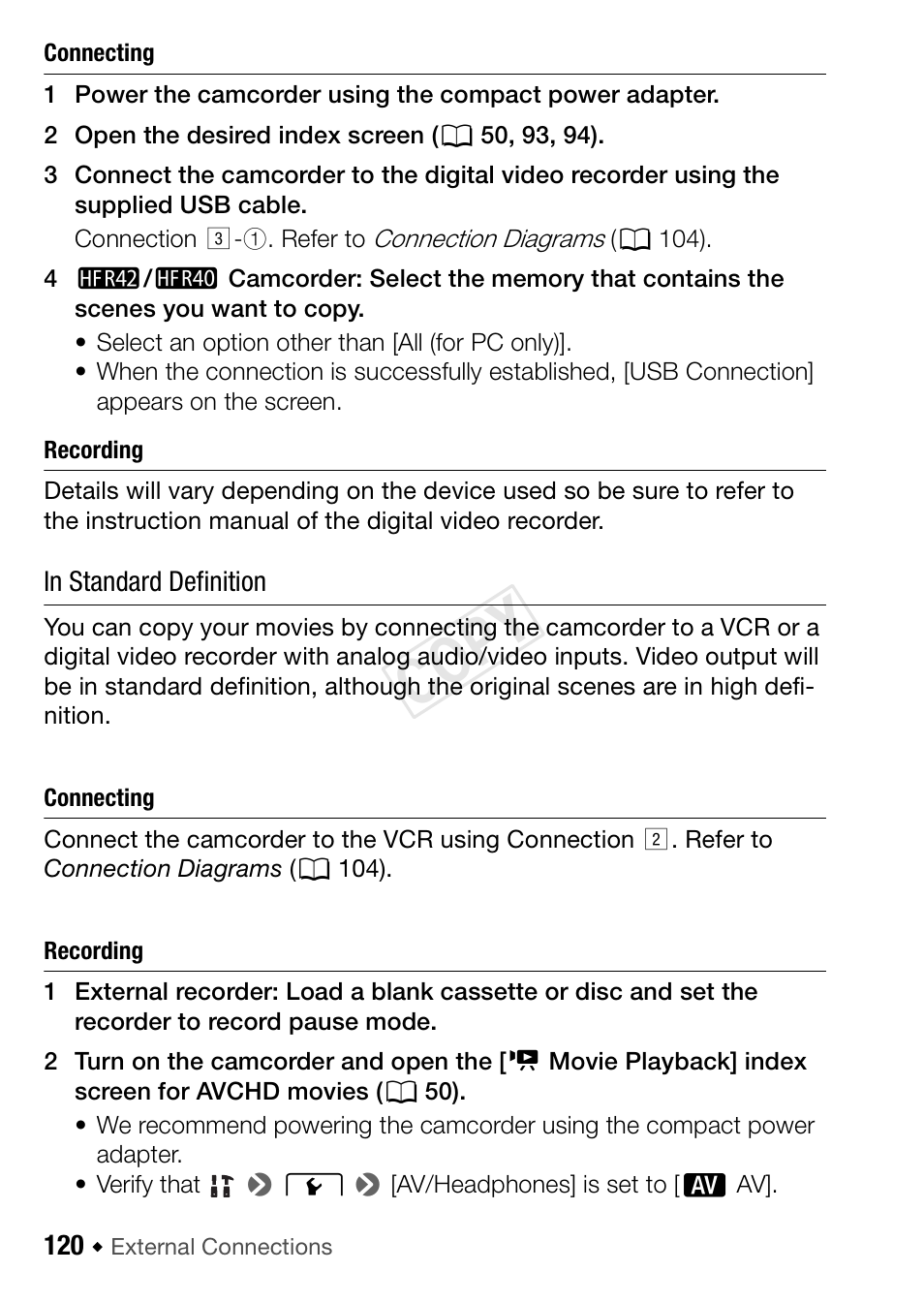 Cop y | Canon VIXIA HF R42 User Manual | Page 120 / 196