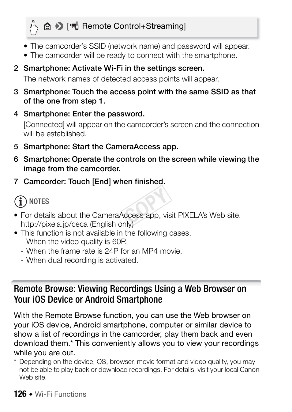 Cop y | Canon VIXIA HF R42 User Manual | Page 126 / 196