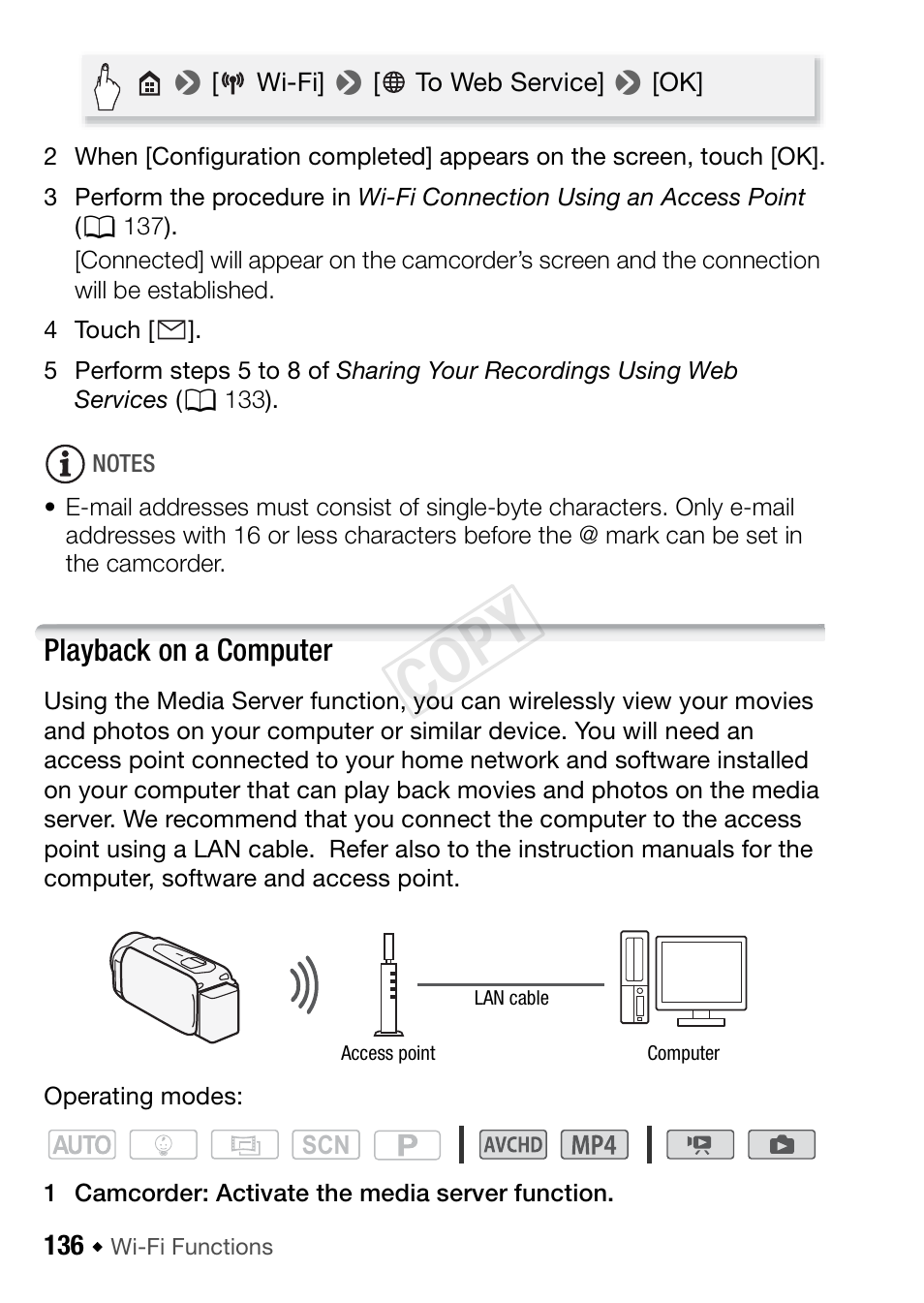 Playback on a computer, Cop y | Canon VIXIA HF R42 User Manual | Page 136 / 196