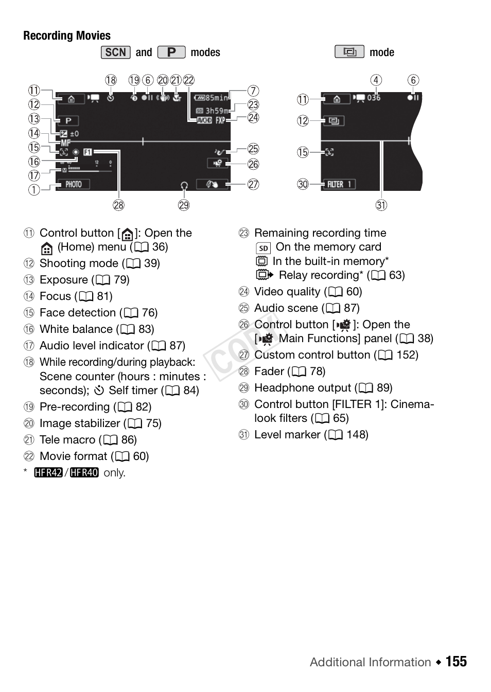 Cop y | Canon VIXIA HF R42 User Manual | Page 155 / 196