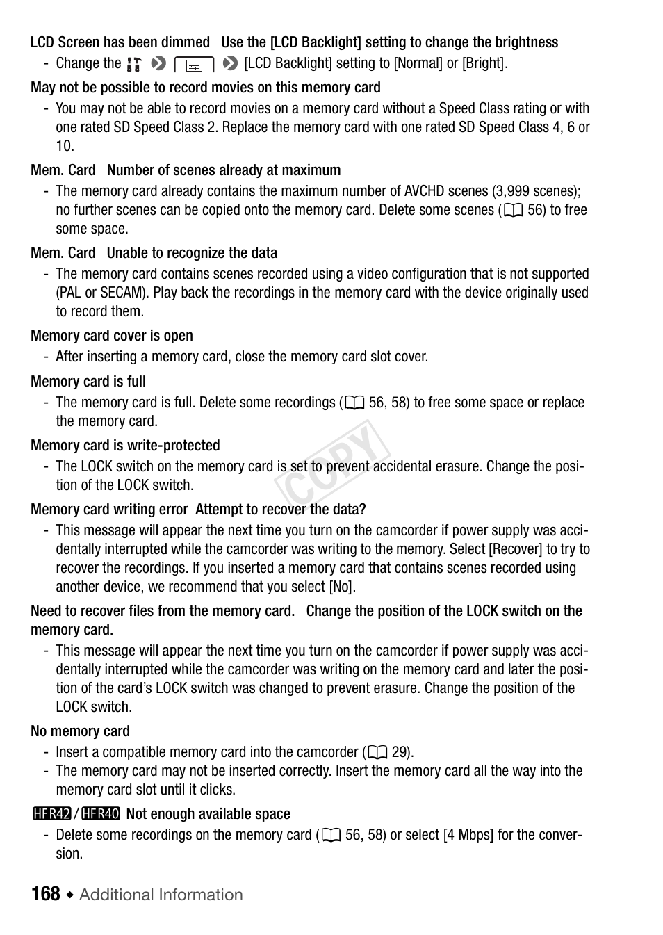 Cop y | Canon VIXIA HF R42 User Manual | Page 168 / 196