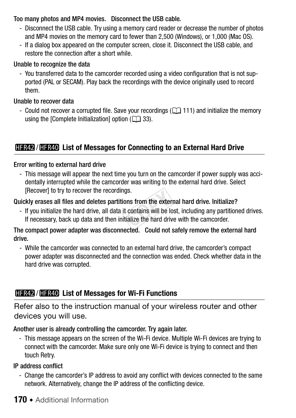 Cop y | Canon VIXIA HF R42 User Manual | Page 170 / 196