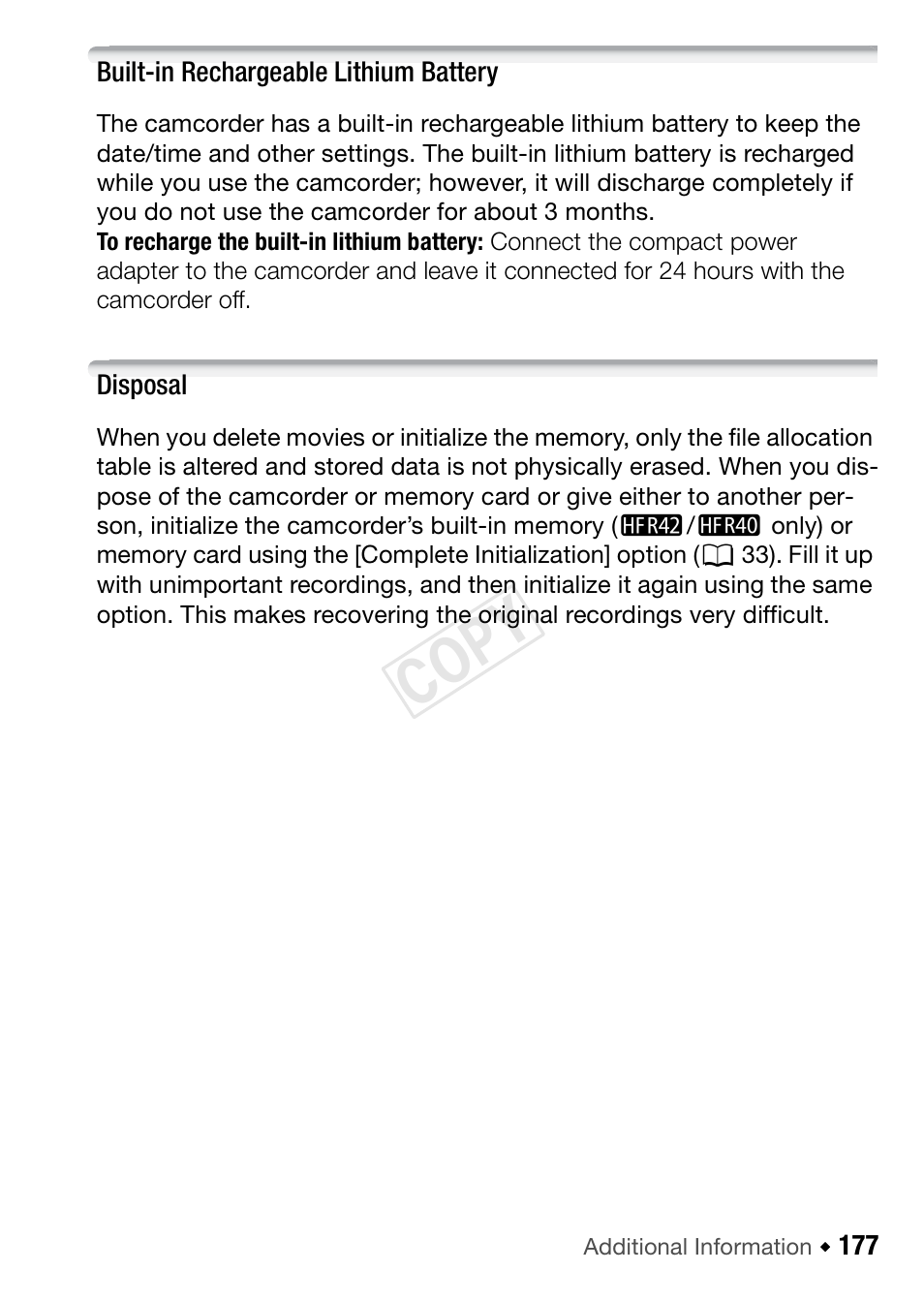 Cop y | Canon VIXIA HF R42 User Manual | Page 177 / 196