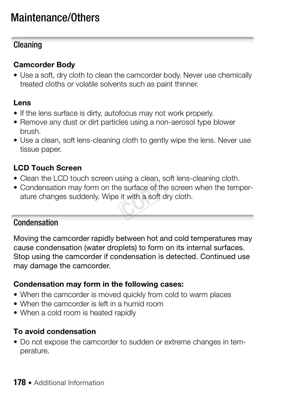 Maintenance/others, 178). n, Cop y | Canon VIXIA HF R42 User Manual | Page 178 / 196
