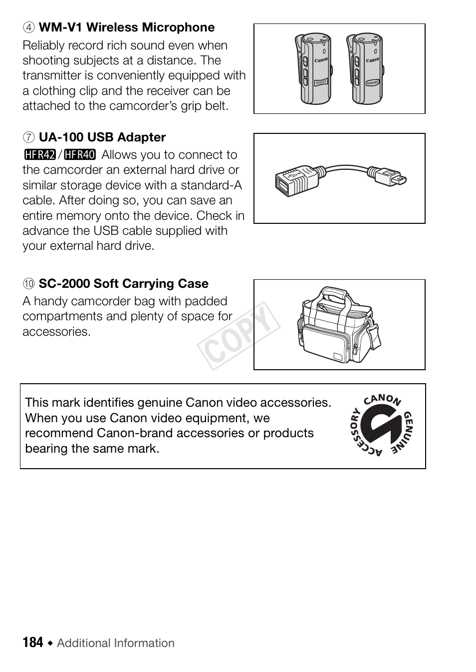 Cop y | Canon VIXIA HF R42 User Manual | Page 184 / 196