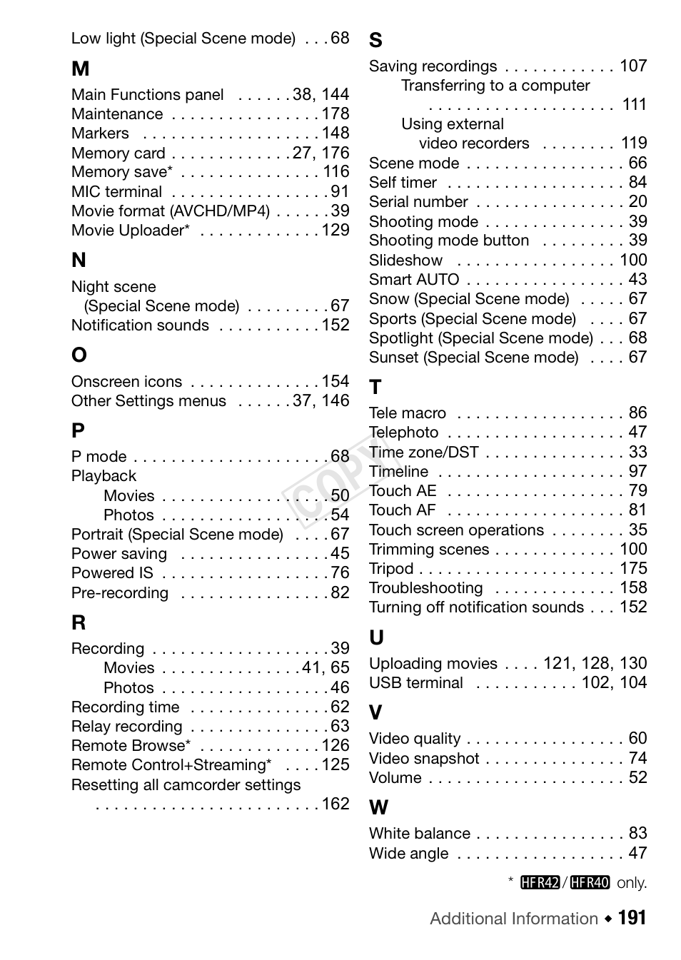 C op y | Canon VIXIA HF R42 User Manual | Page 191 / 196