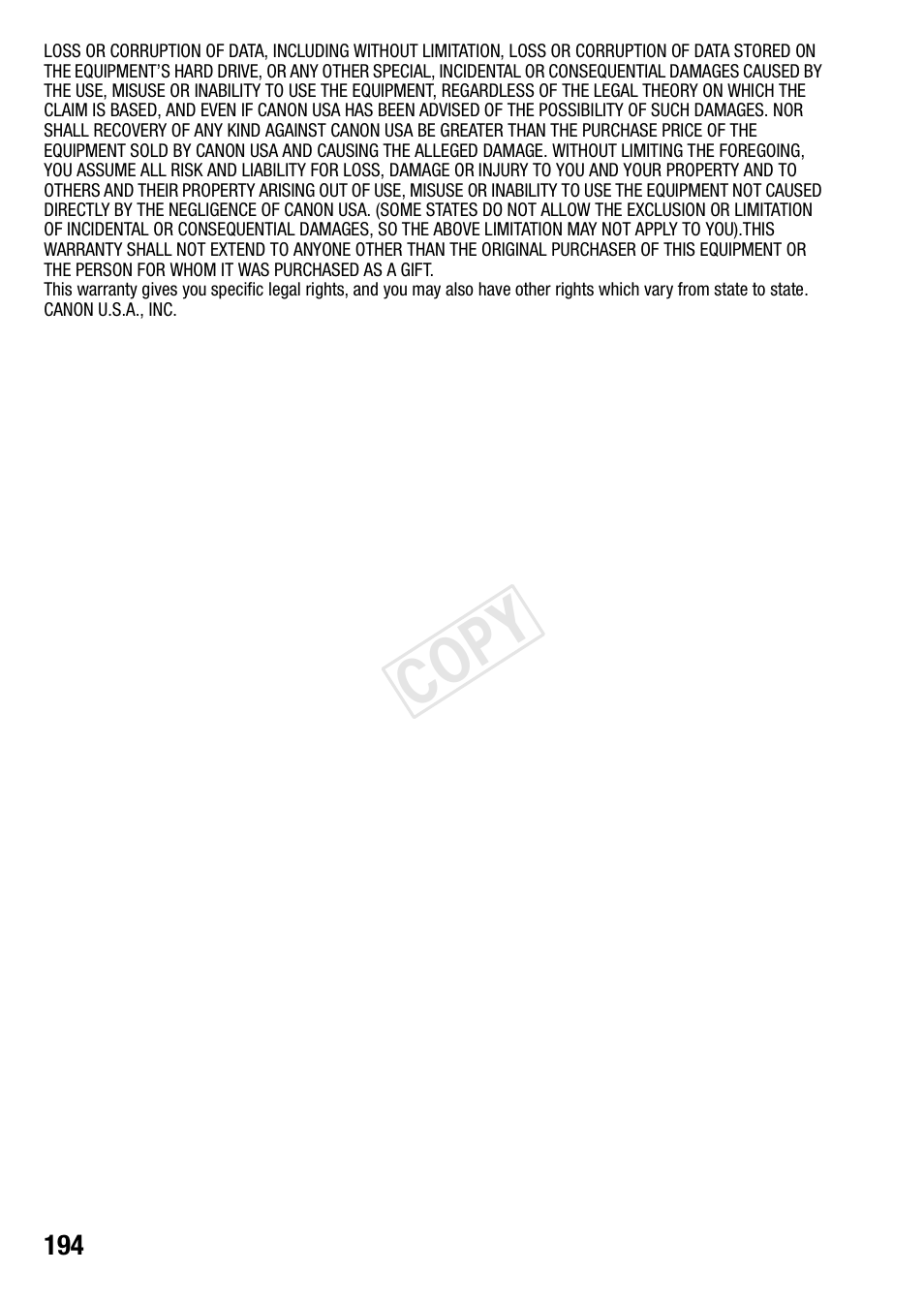 Cop y | Canon VIXIA HF R42 User Manual | Page 194 / 196