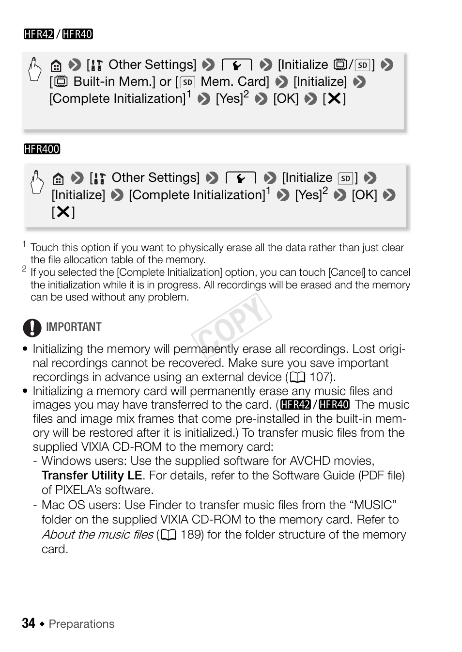 Cop y | Canon VIXIA HF R42 User Manual | Page 34 / 196