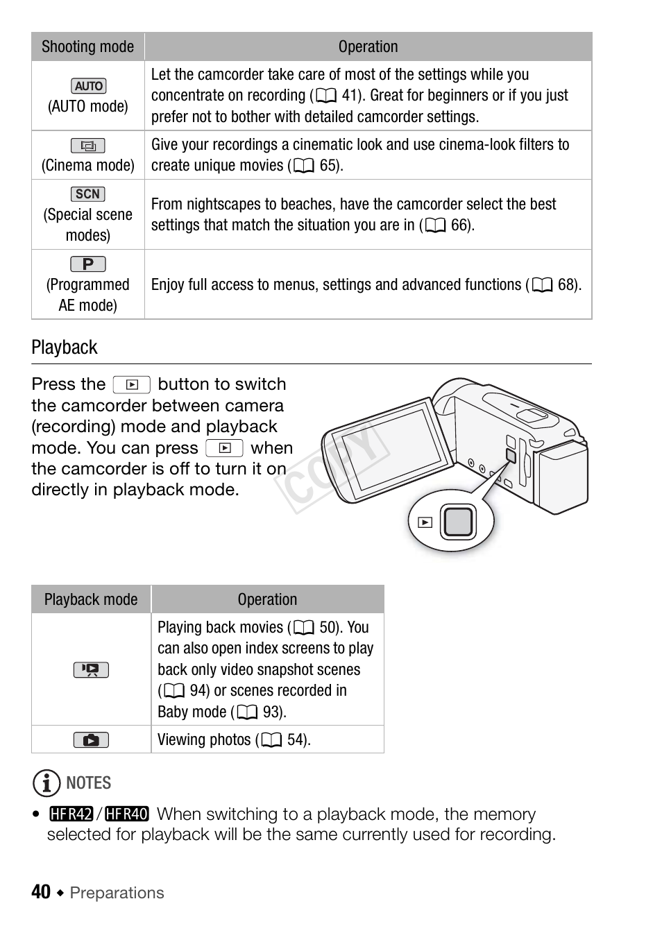 Cop y | Canon VIXIA HF R42 User Manual | Page 40 / 196
