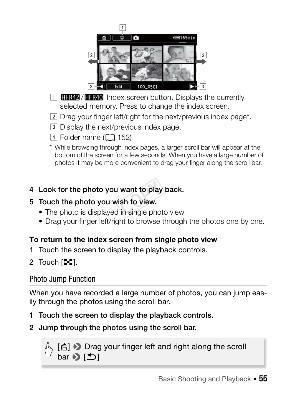 Cop y | Canon VIXIA HF R42 User Manual | Page 55 / 196