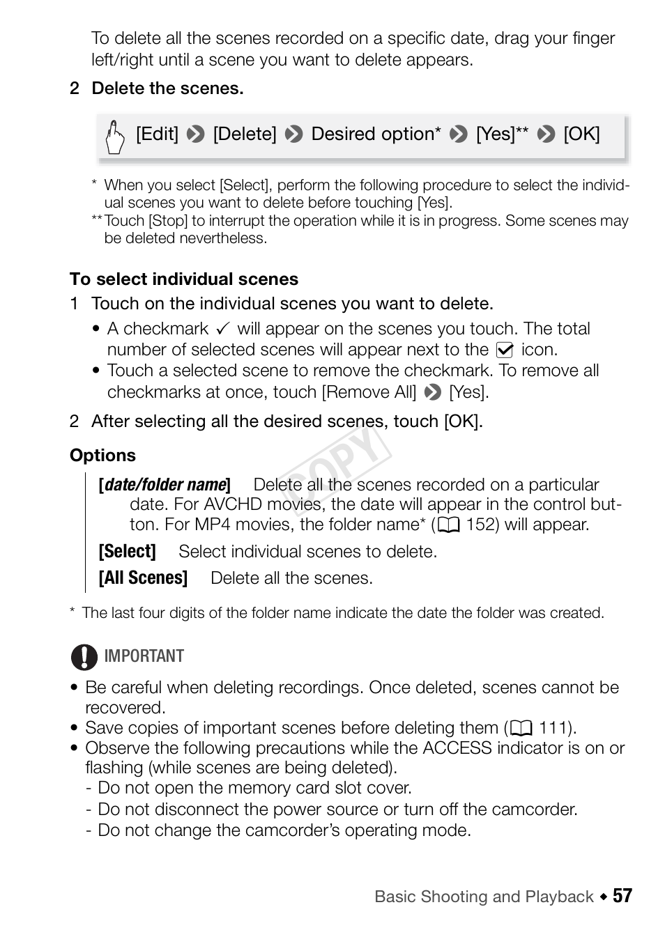 Cop y | Canon VIXIA HF R42 User Manual | Page 57 / 196