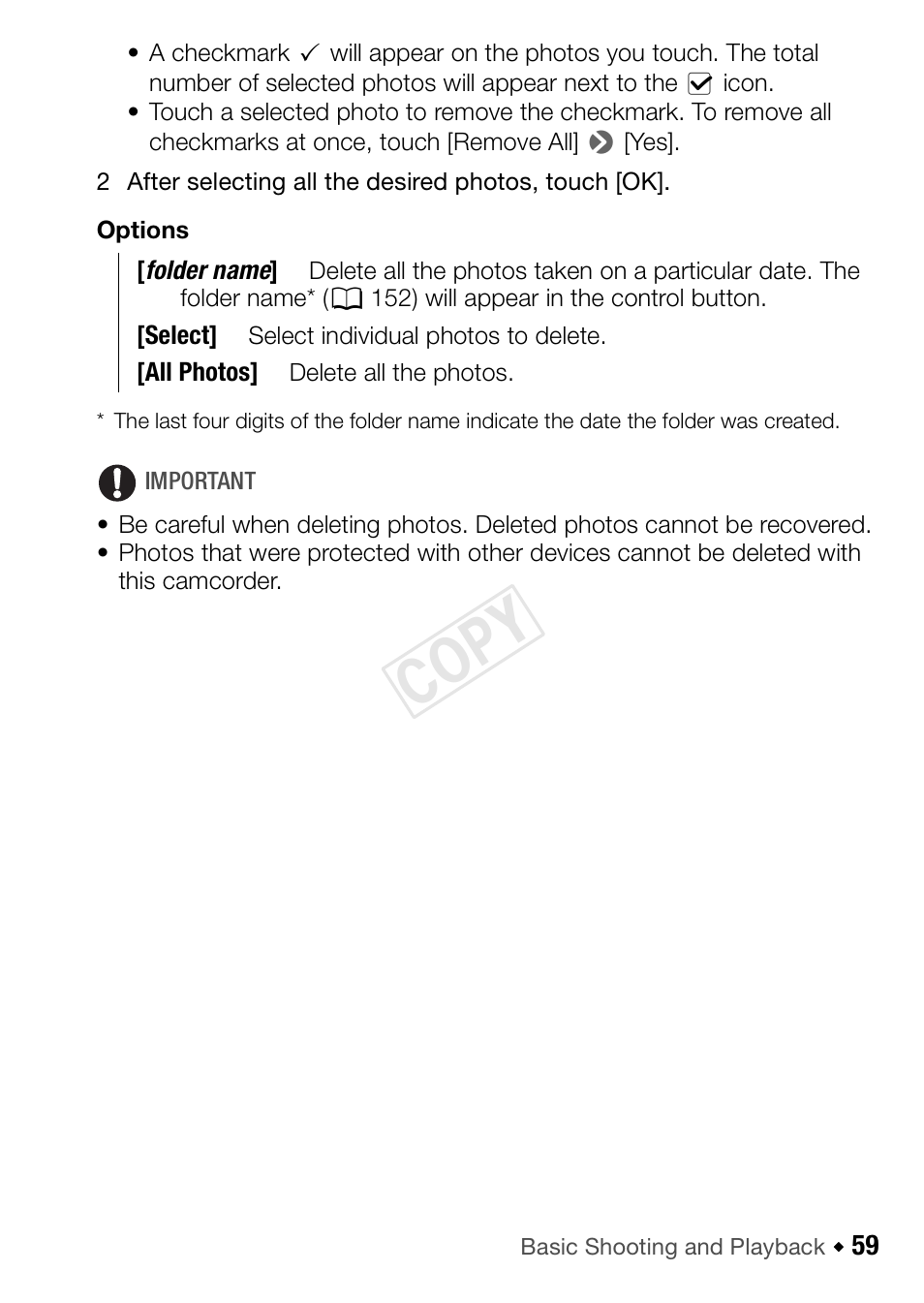 Cop y | Canon VIXIA HF R42 User Manual | Page 59 / 196