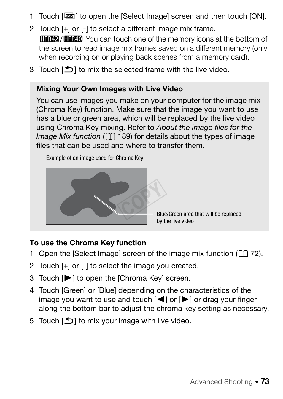 Cop y | Canon VIXIA HF R42 User Manual | Page 73 / 196