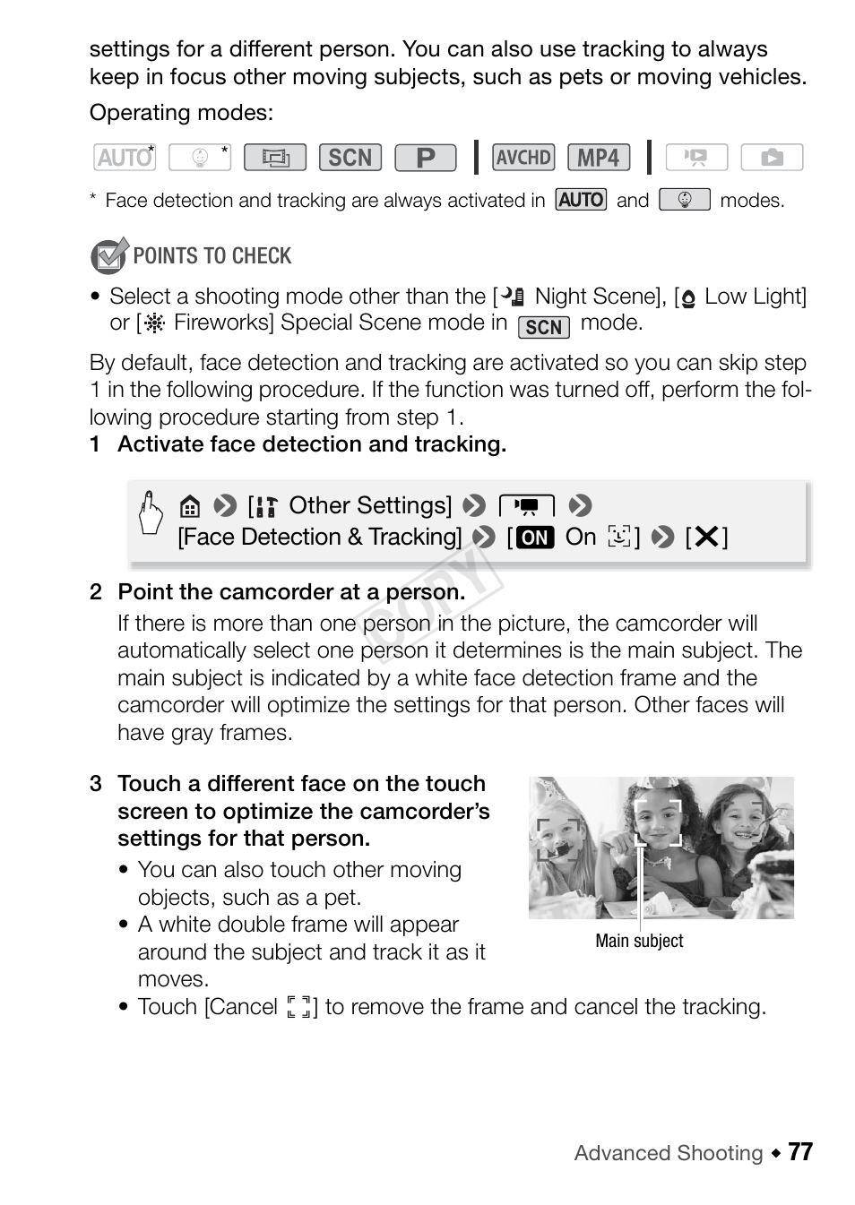 Cop y | Canon VIXIA HF R42 User Manual | Page 77 / 196