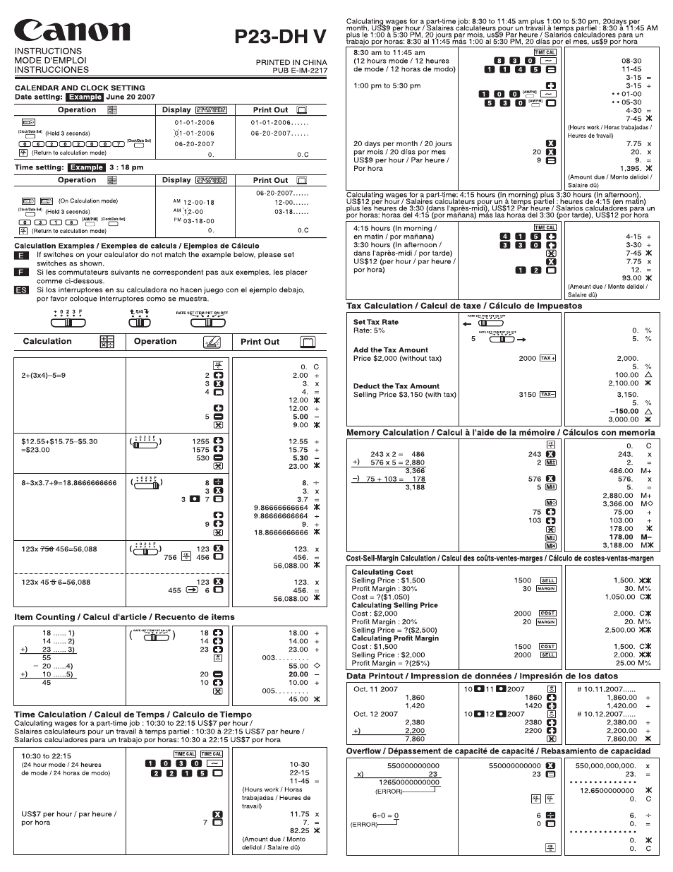 Canon P23-DH V User Manual | 4 pages