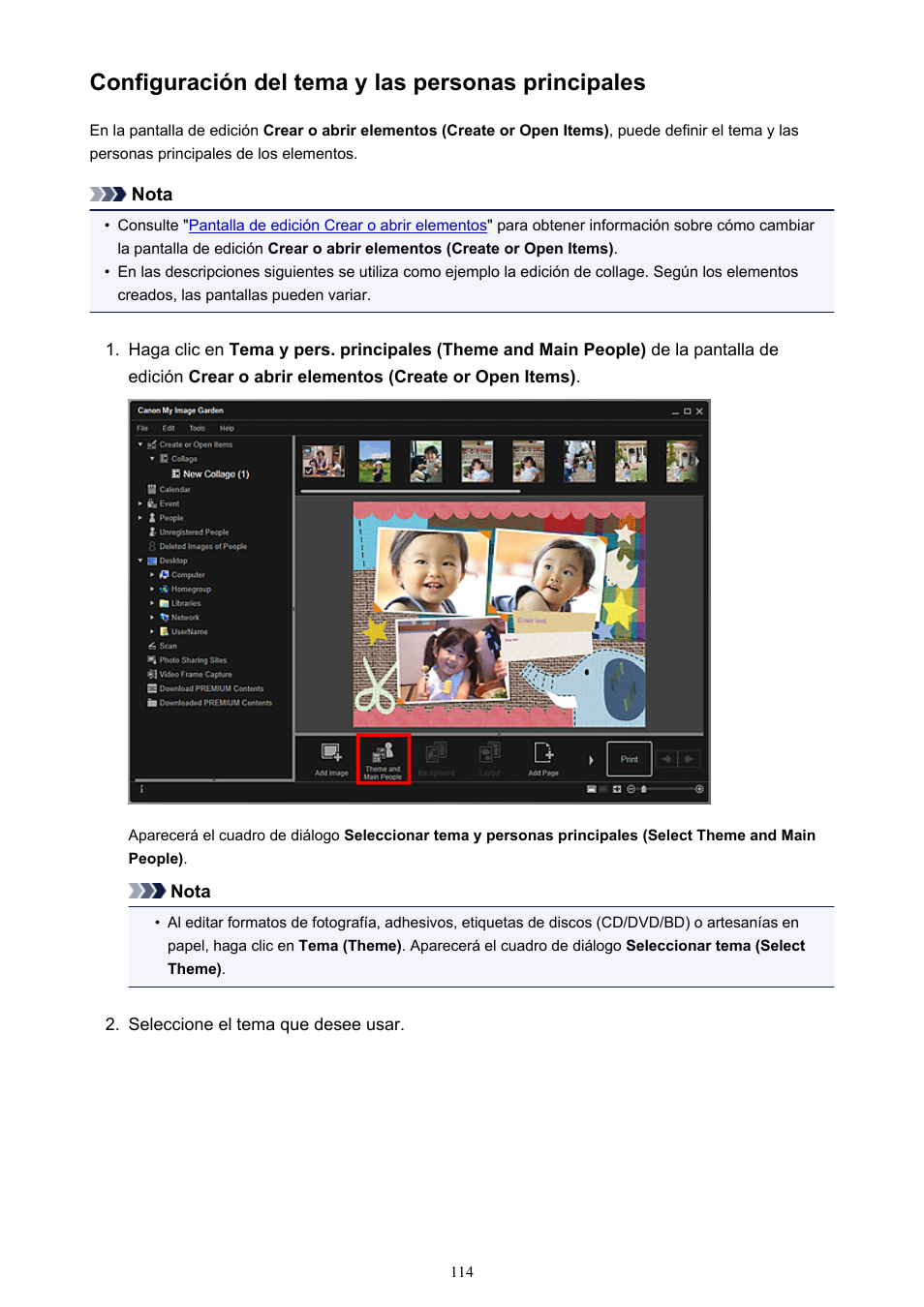 Configuración del tema y las personas principales | Canon PIXMA PRO-1 User Manual | Page 114 / 320