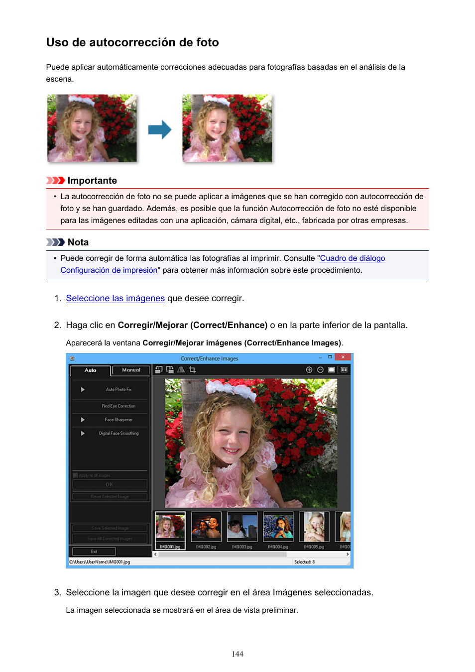 Uso de autocorrección de foto | Canon PIXMA PRO-1 User Manual | Page 144 / 320