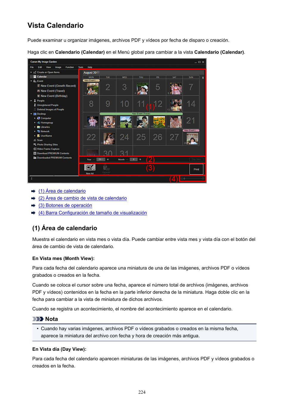 Vista calendario, Vista calendario (calendar) | Canon PIXMA PRO-1 User Manual | Page 224 / 320