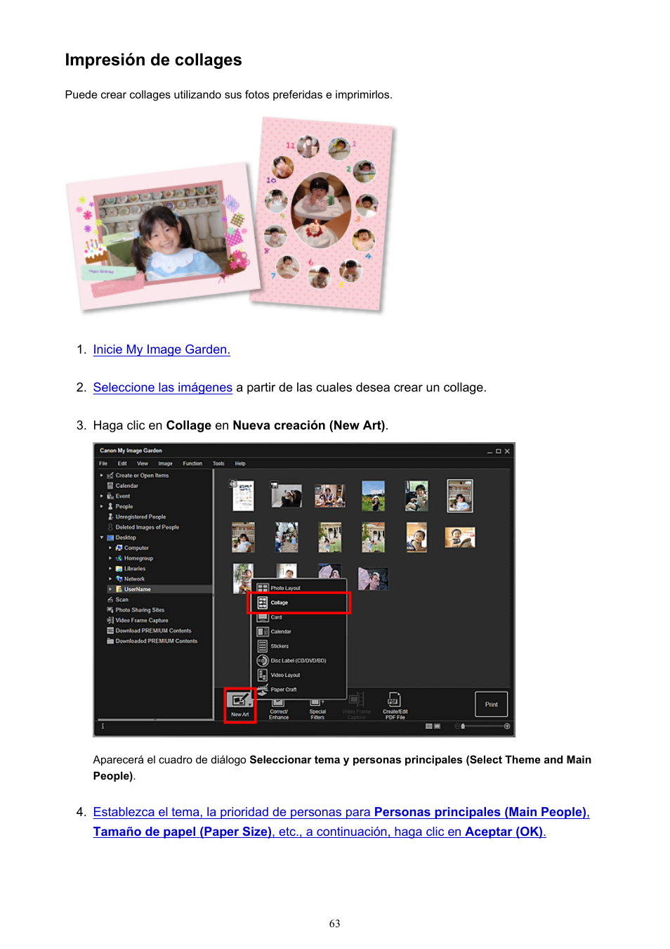 Impresión de collages | Canon PIXMA PRO-1 User Manual | Page 63 / 320