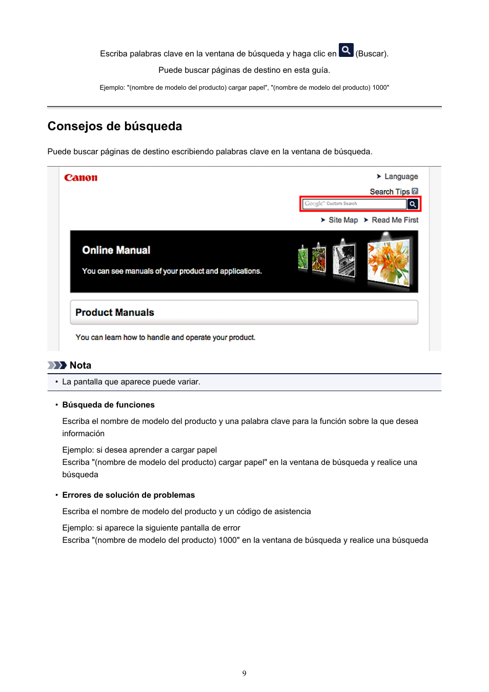 Consejos de búsqueda | Canon PIXMA PRO-1 User Manual | Page 9 / 320