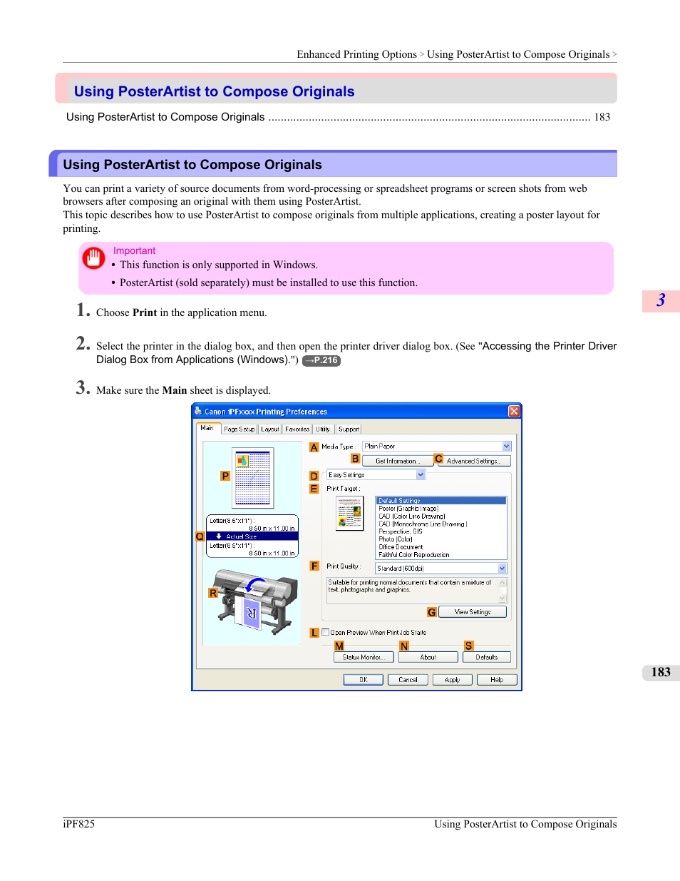 Using posterartist to compose originals | Canon imagePROGRAF iPF825 User Manual | Page 199 / 956
