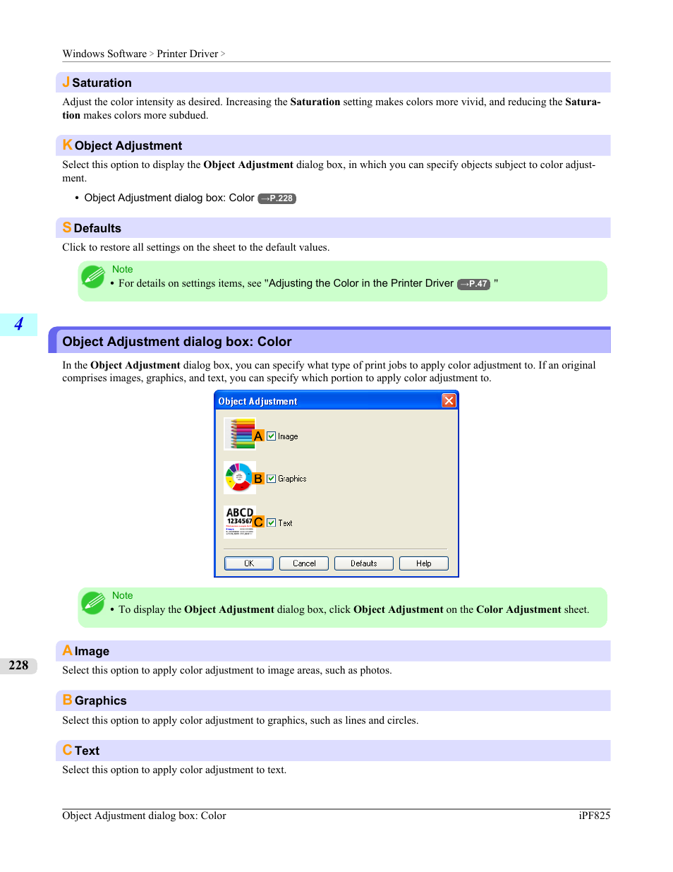 Object adjustment dialog box: color | Canon imagePROGRAF iPF825 User Manual | Page 244 / 956